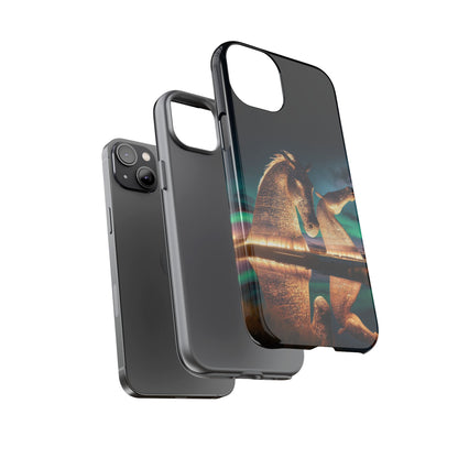 Kelpies Northern Lights Art Phone Case, Scotland, Apple