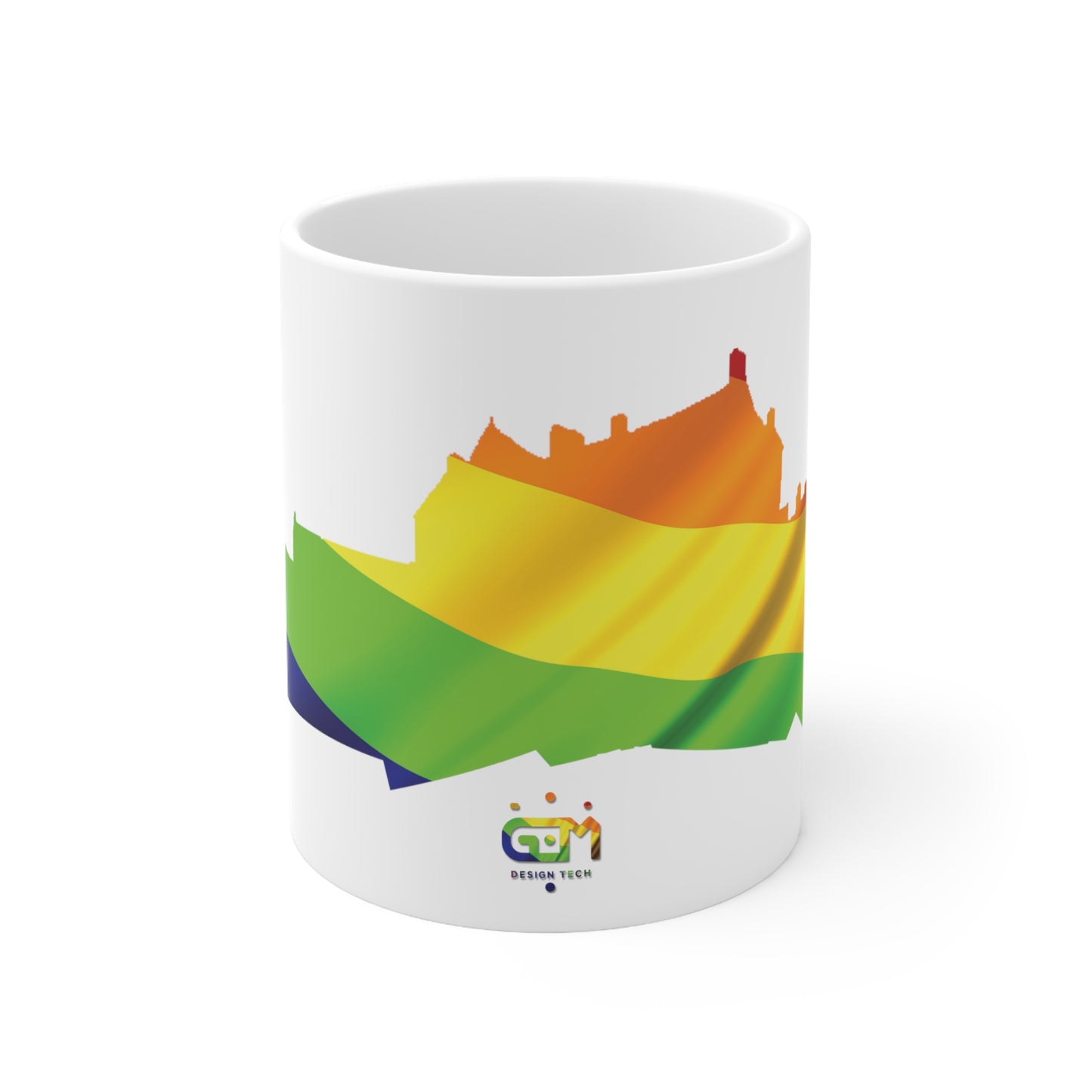 Edinburgh Castle Pride Flag Art Mug, White