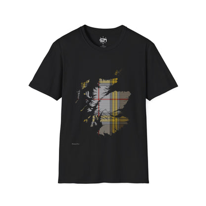 Scotland Tartan Map Softstyle Unisex T-Shirt - Buchanan Dress Tartan Tee