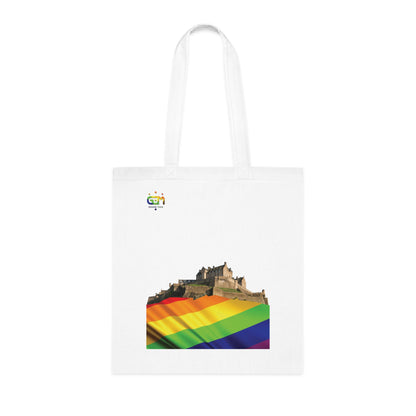 Pride Flag Rock Edinburgh Castle Cotton Tote Bag