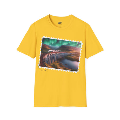 Postcard Glenfinnan Viaduct Art Softstyle T-Shirt, Unisex Tee, Scotland Shirt, Various Colours