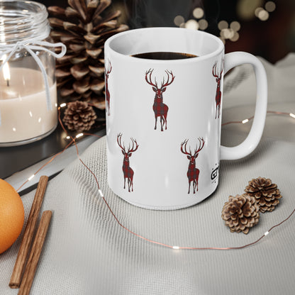 Tartan Stag Mug - MacFarlane Tartan, Coffee Cup, Tea Cup, Scotland, White