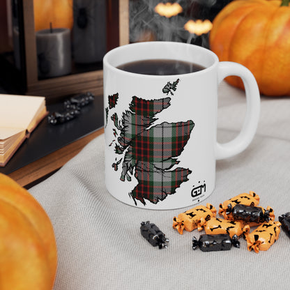 Fraser Dress Tartan Scotland Map Mug, Coffee Cup, Tea Cup, Scotland, White