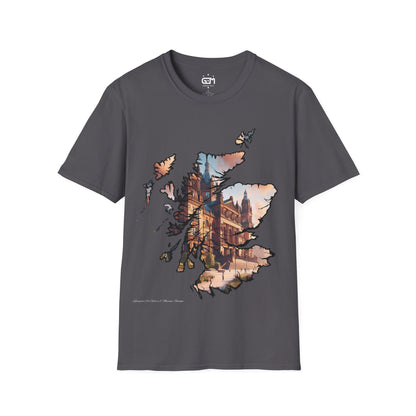 Glasgow Kelvingrove Art Gallery Scotland Map Softstyle T-Shirt, Unisex Tee, Scotland Shirt, Scottish Landmark, Nature, Scenery, Various Colours