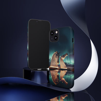 Kelpies Northern Lights Art Variant Phone Case, Scotland, Apple