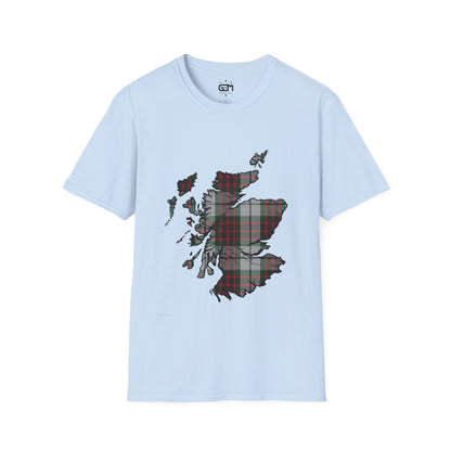 Scotland Tartan Map Softstyle Unisex T-Shirt - Fraser Dress Tartan Tee