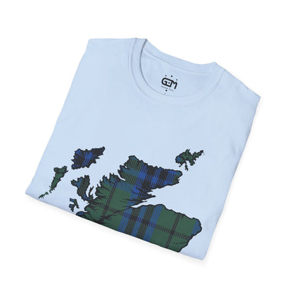 Scotland Tartan Map Softstyle Unisex T-Shirt, Keith Tartan, Various Colours