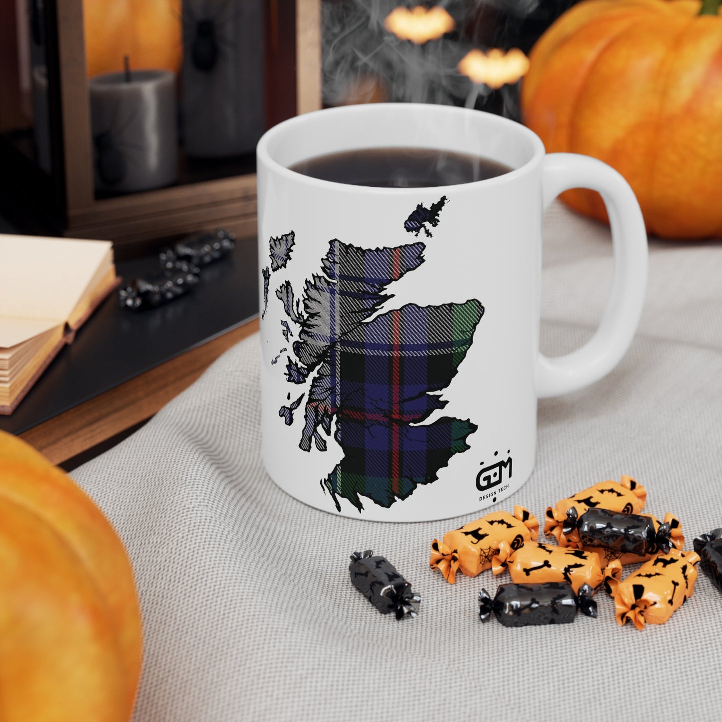 Argyle Dress Tartan Scotland Map Mug, Coffee Cup, Tea Cup, Scotland, White