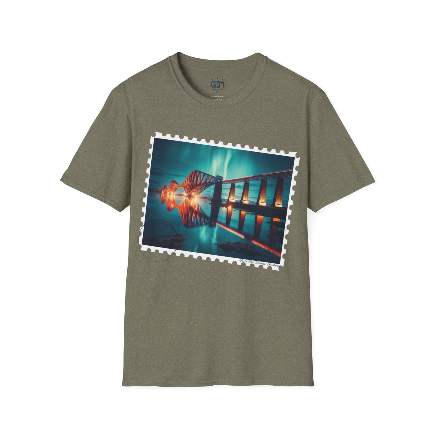 Postcard Forth Rail Bridge Art Softstyle T-Shirt, Unisex Tee, Scotland Shirt, Various Colours