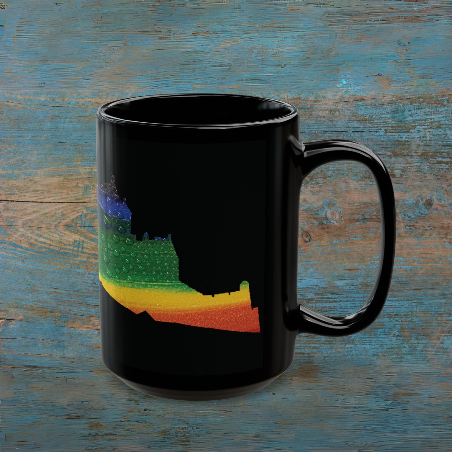 Edinburgh Castle Pride Rain Art Mug, Black