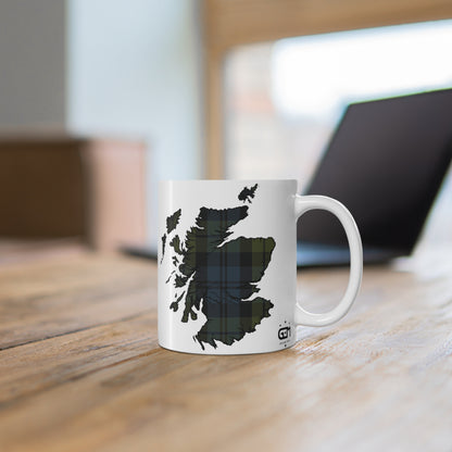 Scotland Map Mug 11oz, Campbell Tartan