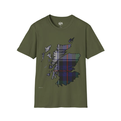 Scotland Tartan Map Softstyle Unisex T-Shirt, Argyle Dress Tartan, Various Colours