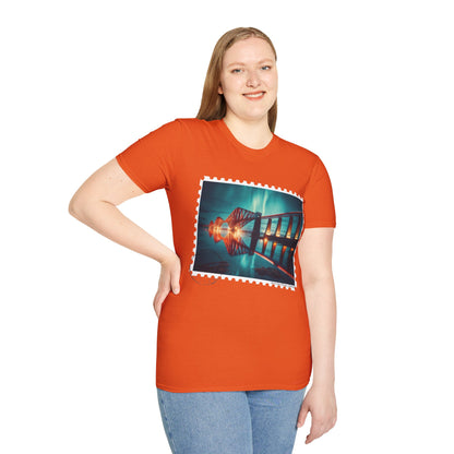 Postcard Forth Rail Bridge Art Softstyle T-Shirt, Unisex Tee, Scotland Shirt, Various Colours