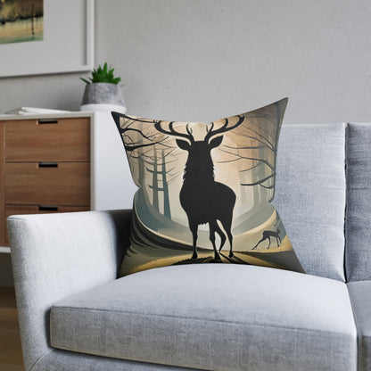 Stag Silhouette Square Cushion, Various Sizes