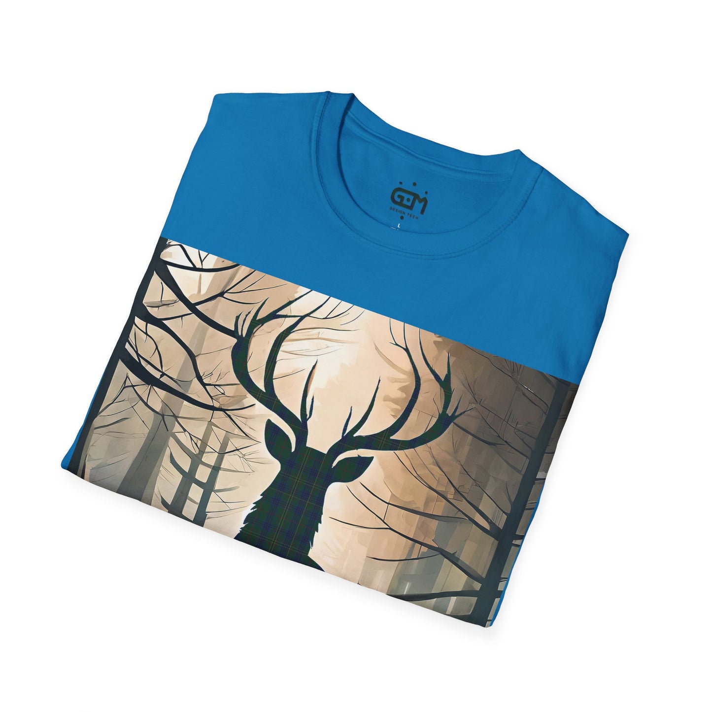 Stag Tartan Silhouette Softstyle T-Shirt - Kennedy Tartan, Unisex Tee, Scottish Scenery, Various Colours