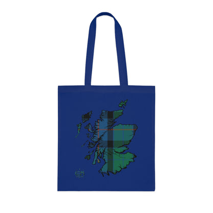 Reversible Scotland Tartan Map Cotton Tote Bag - Flower of Scotland Tartan