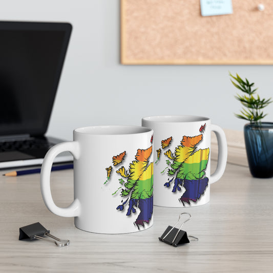 Scotland Map Pride Flag Mug, White