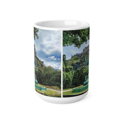 Ross Fountain & Edinburgh Castle Photo Mug, Coffee Cup, Tea Cup, Scotland, White