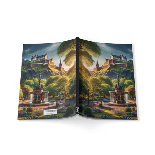 Ross Fountain & Edinburgh Castle Art Softcover Notebook, A5