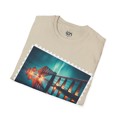 Postcard Forth Rail Bridge Art Softstyle T-Shirt, Unisex Tee, Scotland Shirt, Various Colours