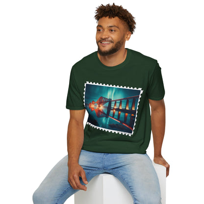 Postcard Forth Rail Bridge Art Softstyle T-Shirt, Unisex Tee, Scotland Shirt, Various Colours