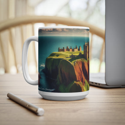 Dunnottar Castle Mug - Stonehaven, Coffee Cup, Tea Cup, Scotland, White