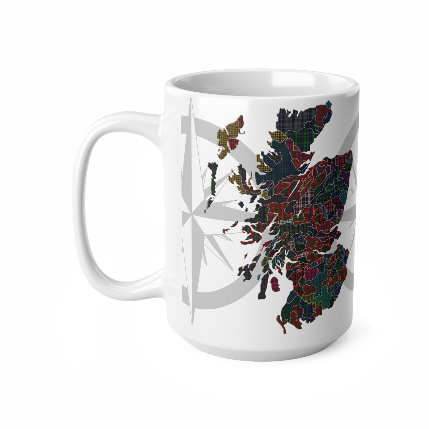 Scotland Map of Clans Tartan Mug, Coffee Cup, Tea Cup, White