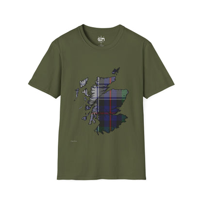 Scotland Tartan Map Softstyle Unisex T-Shirt - Argyle Dress Tartan Tee