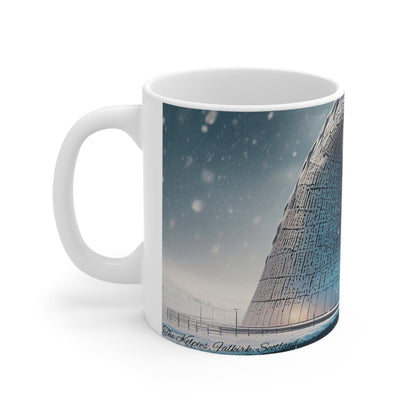 Kelpies in Winter Mug, Scottish Landmarks, Scottish Art, Coffee Cup, Tea Cup, White