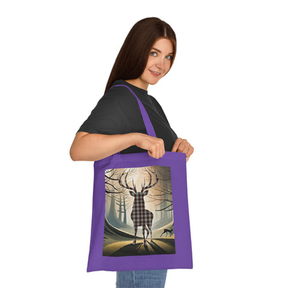 Reversible Scotland Tartan Stag Cotton Tote Bag - Fraser Tartan