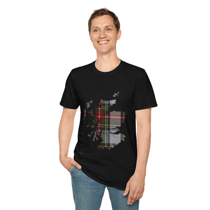 Scotland Tartan Map Softstyle Unisex T-Shirt - Stewart Dress Tartan Tee