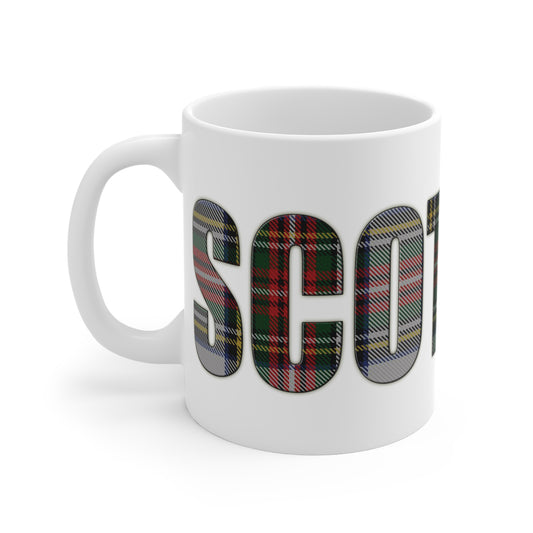 Scotland Lettering Tartan Mug 11oz, Stewart Dress Tartan