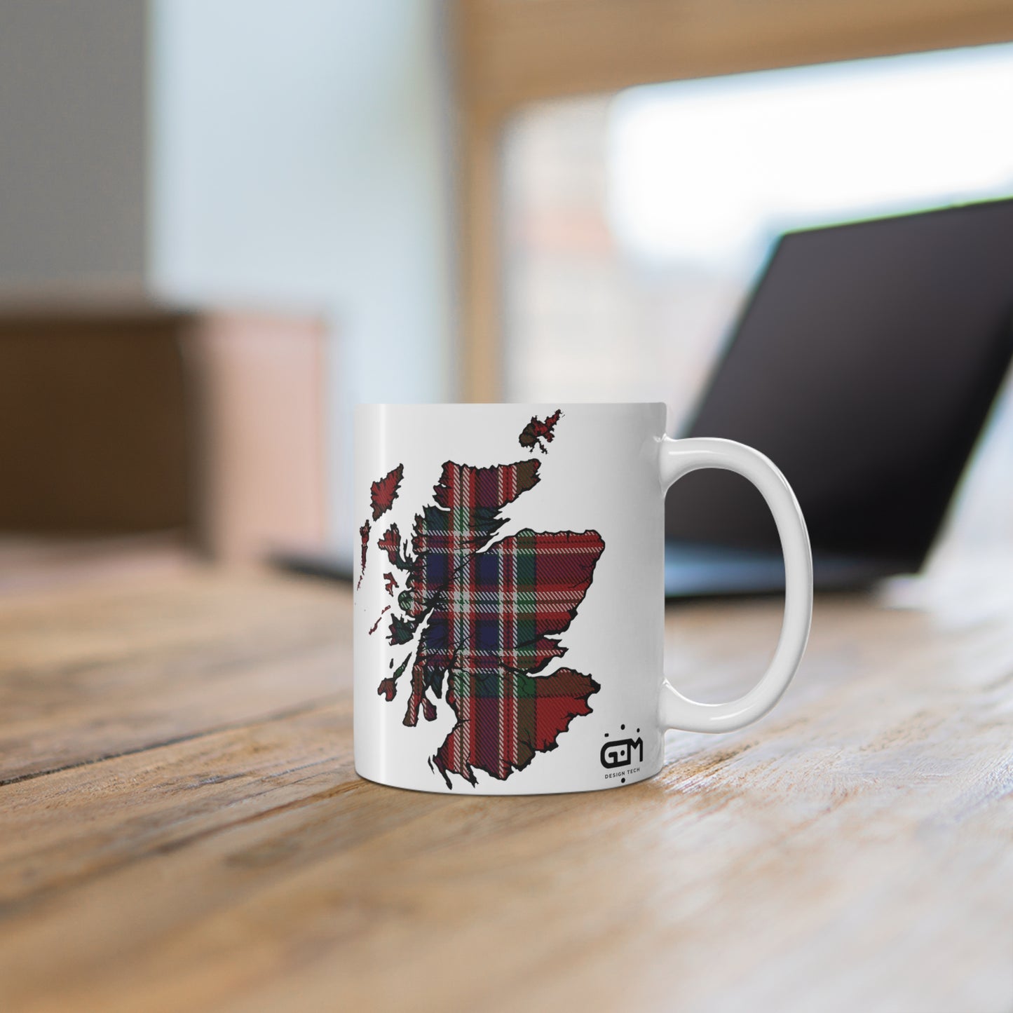 MacFarlane Red Tartan Scotland Map Mug, Coffee Cup, Tea Cup, Scotland, White