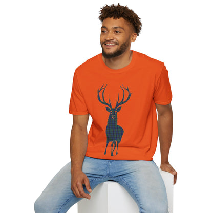 Tartan Stag Softstyle T-Shirt - Keith Tartan, Unisex Tee, Scottish Scenery, Various Colours