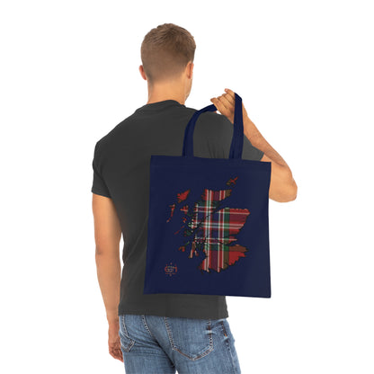 Reversible Scotland Tartan Map Cotton Tote Bag - MacFarlane Tartan