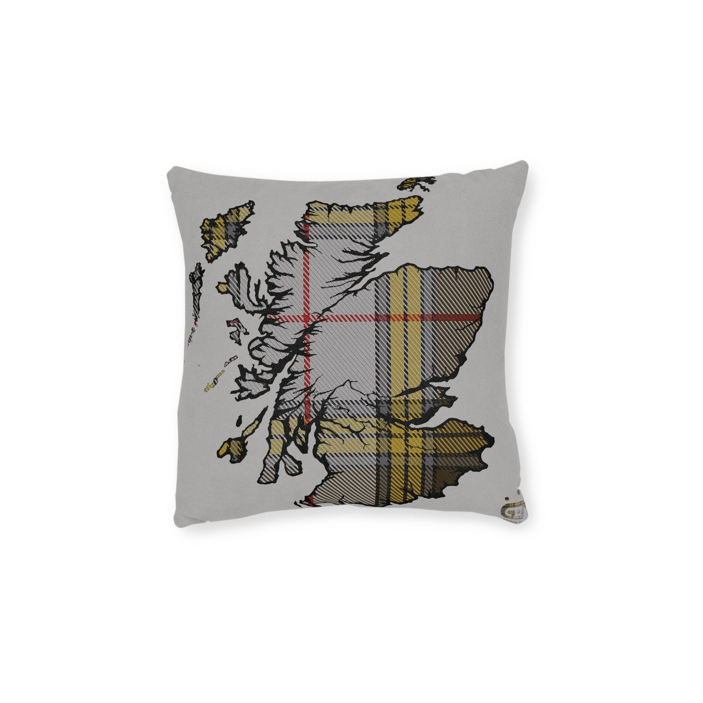 Reversible Square Cushion : Stag / Scotland Map - Buchanan Tartan, Various Sizes