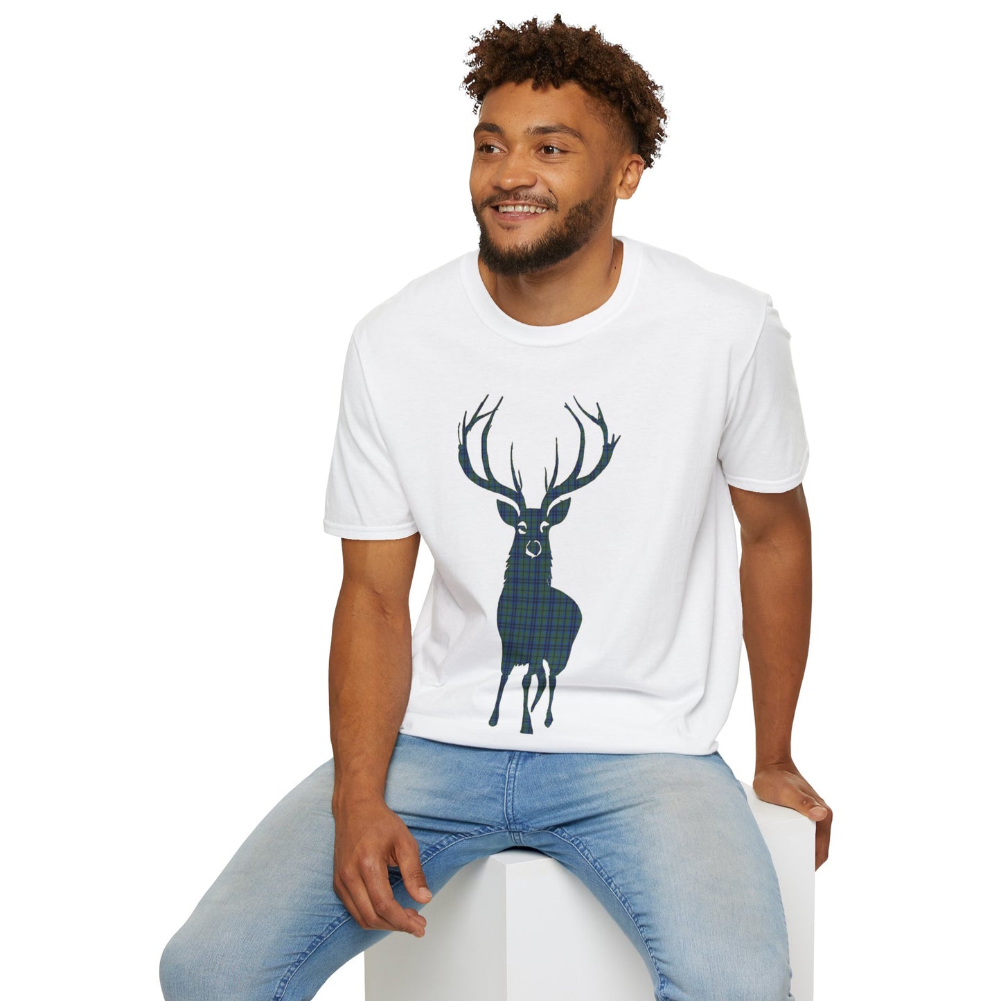 Tartan Stag Softstyle T-Shirt - Keith Tartan, Unisex Tee, Scottish Scenery, Various Colours