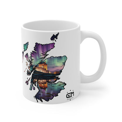 Eilean Donan Castle Scotland Map Mug, Coffee Cup, Tea Cup, Scottish Art, Scottish Landmark, Scenery, Nature, White