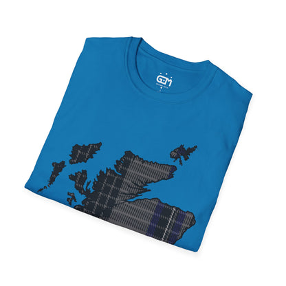 Scotland Tartan Map Softstyle Unisex T-Shirt, Hood Tartan, Various Colours