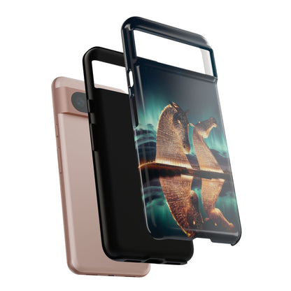 Kelpies Northern Lights Art Variant Phone Case, Scotland, Google