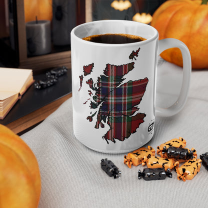 MacFarlane Red Tartan Scotland Map Mug, Coffee Cup, Tea Cup, Scotland, White