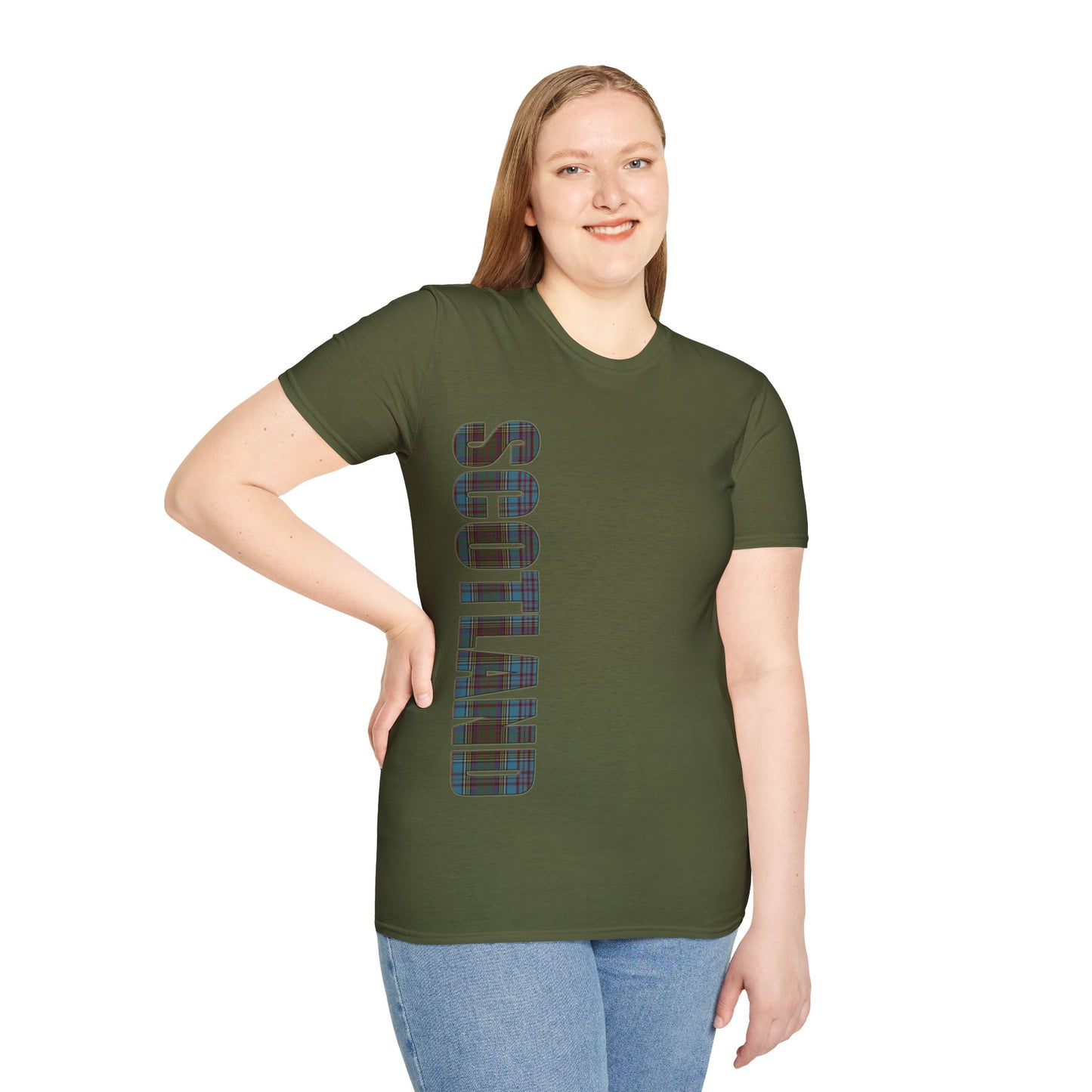 Scotland Lettering Anderson Tartan Softstyle T-Shirt, Unisex Tee, Various Colours