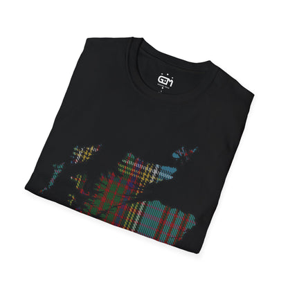 Scotland Tartan Map Softstyle Unisex T-Shirt, Anderson Tartan, Various Colours