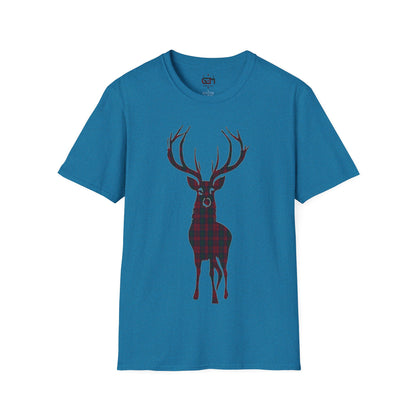 Tartan Stag Softstyle T-Shirt - Lindsay Tartan, Unisex Tee, Scottish Scenery, Various Colours