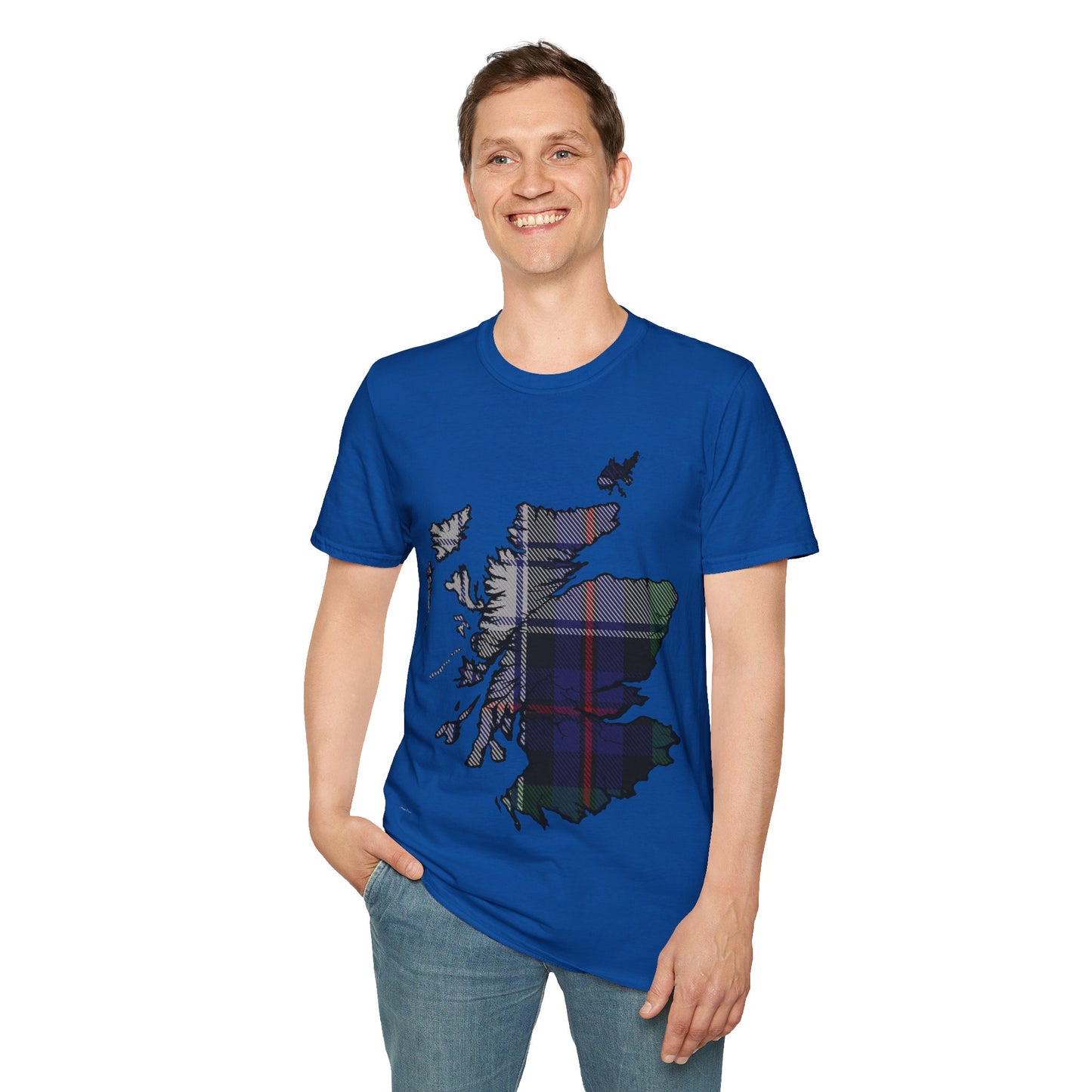 Scotland Tartan Map Softstyle Unisex T-Shirt, Argyle Dress Tartan, Various Colours