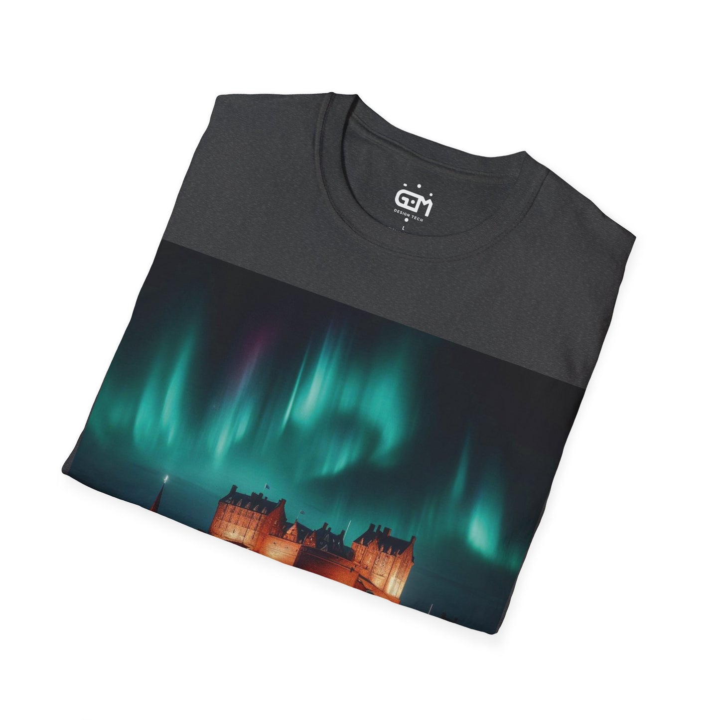 Edinburgh Castle with Northern Lights Softstyle T-Shirt, Unisex Tee, Scotland Shirt, Scottish Landmark, Nature, Scenery, Various Colours