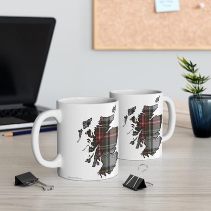 Scotland Map Mug 11oz, Stewart Dress Tartan