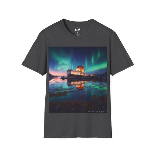 Eilean Donan Castle with Northern Lights Softstyle T-Shirt, Unisex Tee, Scotland Shirt, Scottish Landmark, Nature, Scenery, Various Colours