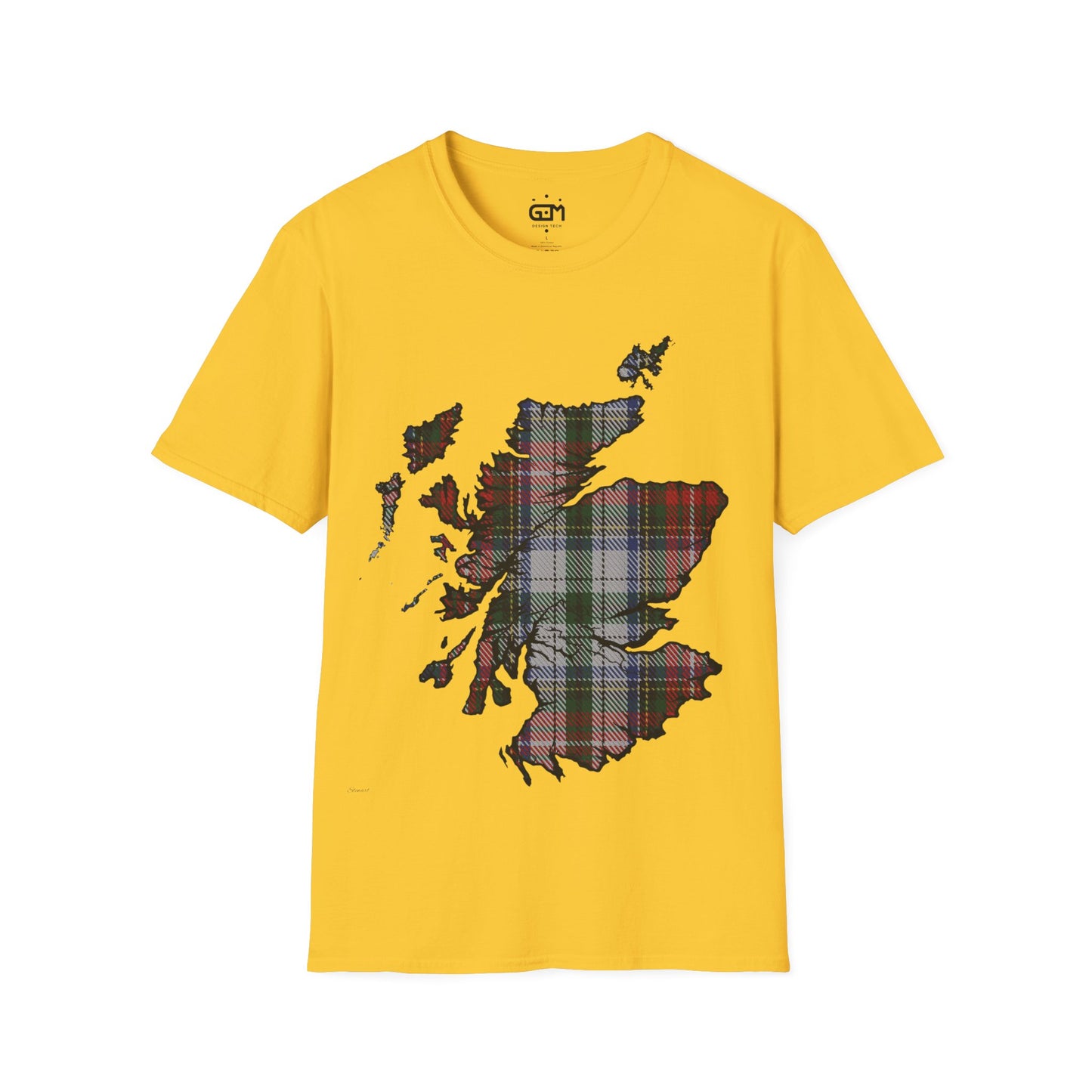 Scotland Tartan Map Softstyle Unisex T-Shirt, Stewart Tartan, Various Colours