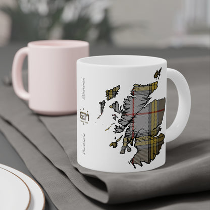 Scotland Tartan Map Mug - Buchanan Tartan, Various Sizes